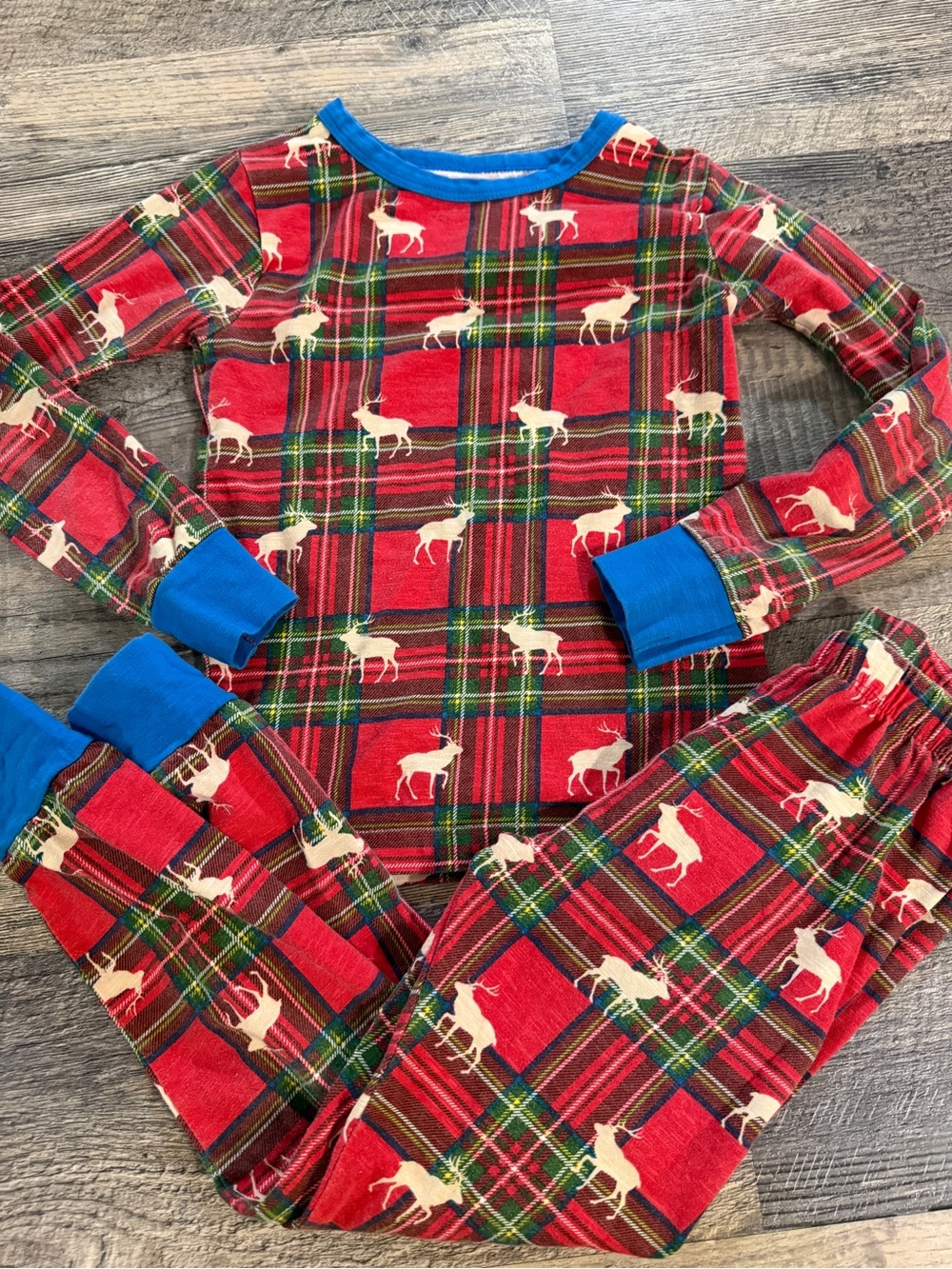 Hatley Organic Cotton Red Plaid Reindeer Christmas Pajama Set Size 5 Holiday
